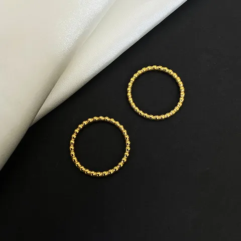 Minimalist Gold Plated Stainless Steel Bead Ring For Women Geometric Solid Beads Stackable Pinky Finger Ring Jewelry