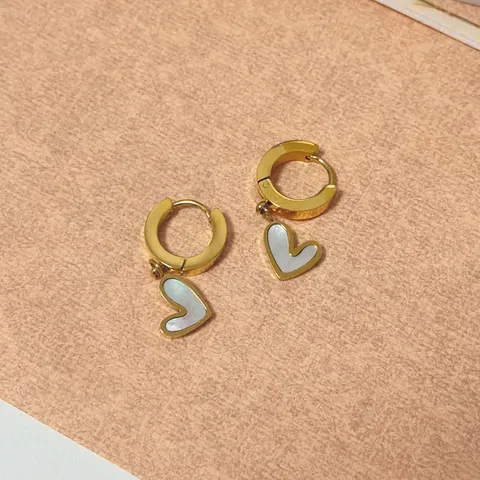 French Style Irregular Heart Hoop Earrings For Women Gold Plated Stainless Steel Artificial Pearl Heart Drop Earrings Fashion Jewelry