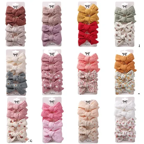 Set di Mollette per Capelli in Tessuto con Fiocco per Bambini Carine Forcine per Ragazze Fiocco a Fiori Tinta Unita Accessorio per Capelli per Neonati