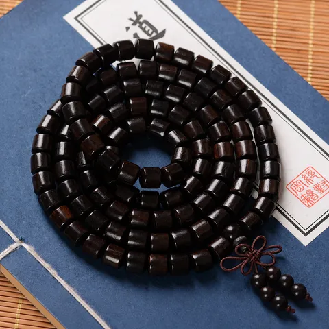 Vintage Holz Buddhistische Gebetsperlen Kette 108 Fassperlen Meditation Mala Armband Für Herren Damen Ethno Zen Schmuck
