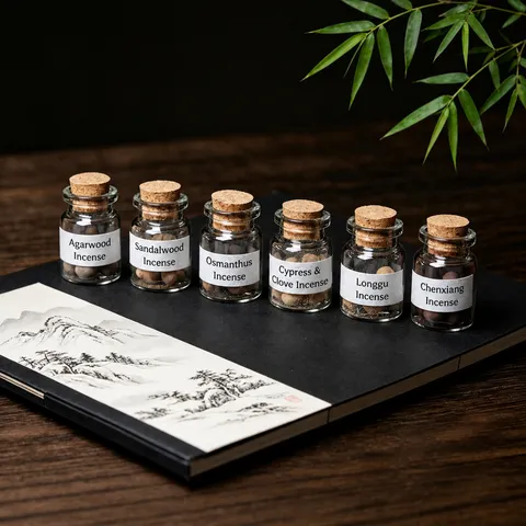 Handmade Chinese Incense Pellets Natural Scented Pills Glass Bottle With Cork Aromatherapy Meditation Ancient Style