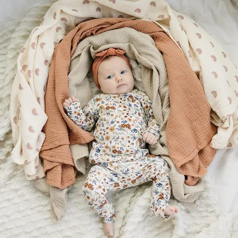Soft Cotton Muslin Baby Blanket Lace Trim Bear Print Swaddle Wrap Stroller Cover Bath Towel Nursing Toddler Bedding Gift