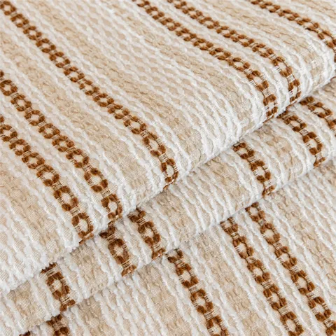 Housse de Coussin de Canapé Chenille Rayée Nordique Avec Bord à Glands Antidérapante Universelle pour Quatre Saisons Décoration de Salon