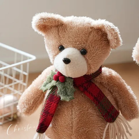 Adorno Navideño de Oso de Peluche Patas Largas Sentado de Pie Oso Decoración de Navidad Ambiente Hogar Fiesta Regalo