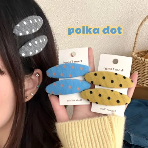 Korean Style Polka Dot Oval Hair Clips Fabric Wrapped Snap Clips For Women Girls Sweet Hairpins Daily Hair Accessories