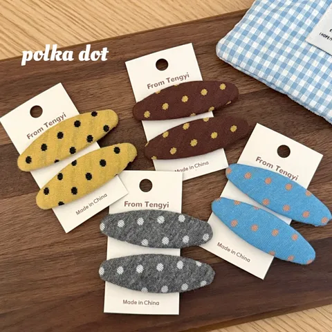 Korean Style Polka Dot Oval Hair Clips Fabric Wrapped Snap Clips For Women Girls Sweet Hairpins Daily Hair Accessories