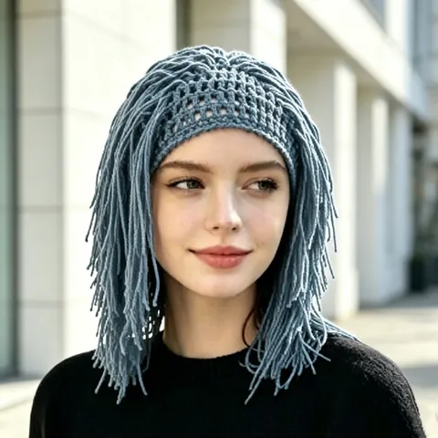 Handgemaakte Gehaakte Dreadlock Beanie Pruik Muts Kwastje Gebreide Grappige Muts Halloween Feest Kostuum Accessoire
