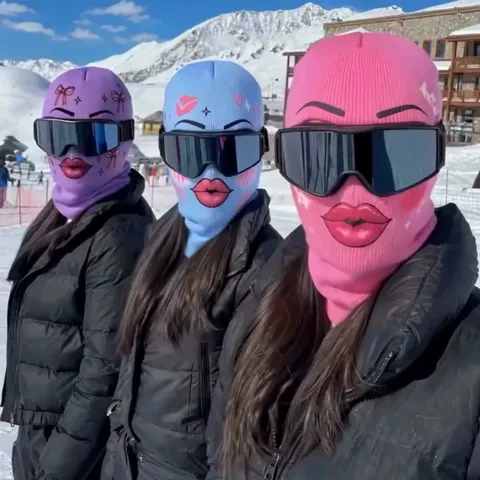 Grappige 3D Lip Print Gezichtsmasker Bivakmuts Voor Buiten Skiën Fietsen Winddicht Warm Gebreide Hoofddeksels Voor Volwassenen