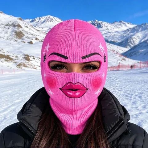 Grappige 3D Lip Print Gezichtsmasker Bivakmuts Voor Buiten Skiën Fietsen Winddicht Warm Gebreide Hoofddeksels Voor Volwassenen