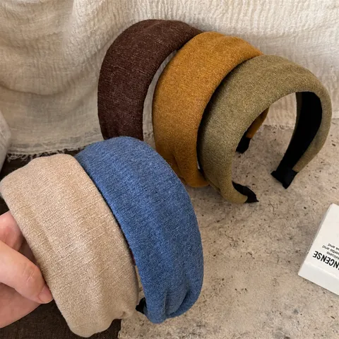 Korean Style Textured Imitation Wool Wide Headband For Women Autumn Winter Fashion Solid Color Warm Hair Hoop Elegant Hair Accessories