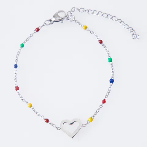 10mm Hart Holle Hanger Roestvrij Stalen Armband Emaille Kleurrijke Kralen Druppel Olie Ketting Dopamine Mode Sieraden Vrouwen Enkelbandje Taille Ketting