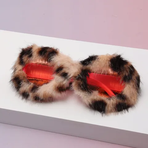 Lunettes de Soleil Créatives Enveloppées de Peluche Monture Ronde pour Hommes Femmes Tendance Imprimé Léopard Lentilles PC Lunettes de Fête