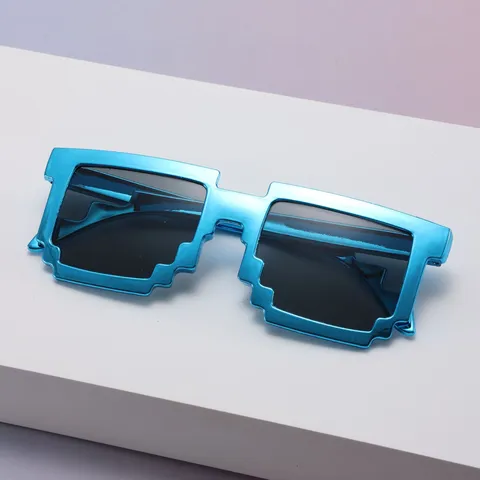 8-Bit Pixel Sonnenbrille Damen Herren Thug Life Mosaik Quadratischer Rahmen UV400 Schutz Retro Mode Party Foto Requisiten