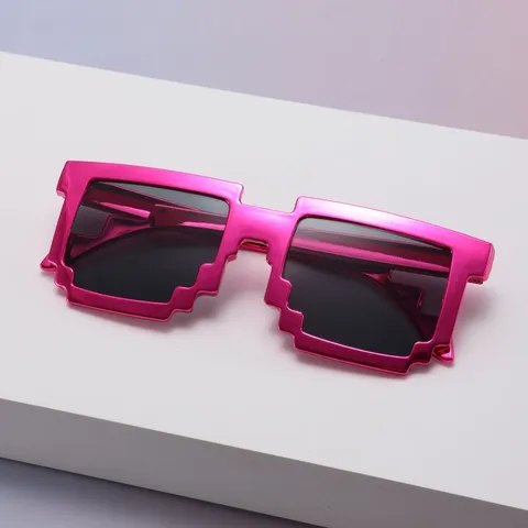 8-Bit Pixel Sonnenbrille Damen Herren Thug Life Mosaik Quadratischer Rahmen UV400 Schutz Retro Mode Party Foto Requisiten