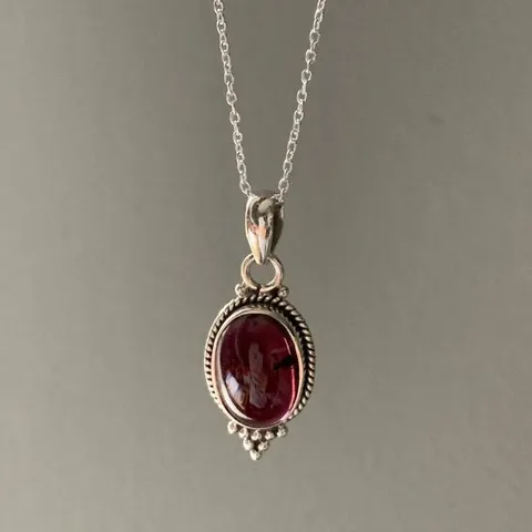 Collar Y Pendientes Étnicos Vintage De Piedra Roja Colgante Ovalado Plateado Antiguo Estilo Bohemio Joyería Para Mujer