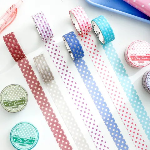 Ruban Washi Esthétique À Pois Papier Washi Imprimé Ruban de Masquage Décoratif Pour Scrapbooking DIY Journaling Papeterie École
