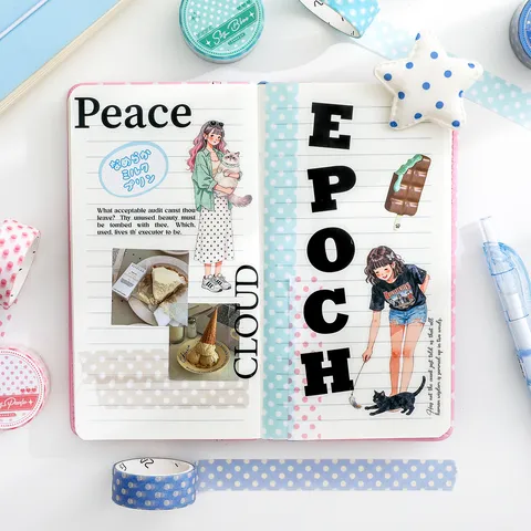 Ruban Washi Esthétique À Pois Papier Washi Imprimé Ruban de Masquage Décoratif Pour Scrapbooking DIY Journaling Papeterie École