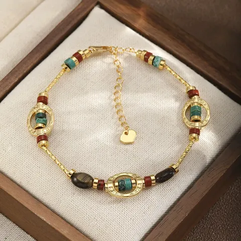 Collana Bracciale In Pietra Naturale Occhio Di Tigre Paesaggio In Stile Cinese Per Donna Gioielli Con Ciondolo A Cuore In Acciaio Inossidabile