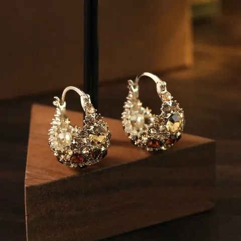 Maillard Stil Strass Blumenkorb Ohrringe Für Damen Retro Palast Luxus Kupfer Vergoldet Herbst Winter Schmuck