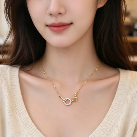 Französisches Vintage Trense Zirkonia Halskette Für Damen Kupfer Vergoldet Elegant Perlen Choker Halsketten Luxus Design Halsschmuck