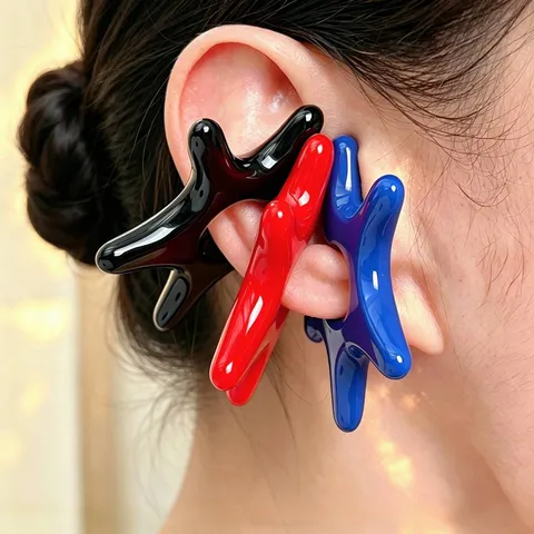 Niche Abstract Starfish Glossy Clip-On Earrings For Women Exaggerated Geometric Artistic Non-Pierced Acrylic Ear Clips Fashion Jewelry Accessories