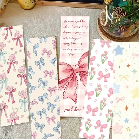 Elegante Rosa Schleifen Papier Lesezeichen Set Blumenmuster Für Studenten Lektüre Geschenk DIY Scrapbooking Schreibwaren