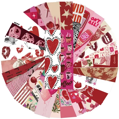 30Pcs Retro Y2K Paper Bookmarks Pink Red Aesthetic Heart Butterfly Patterns Student Teacher Reading Marks Vintage Book Accessories