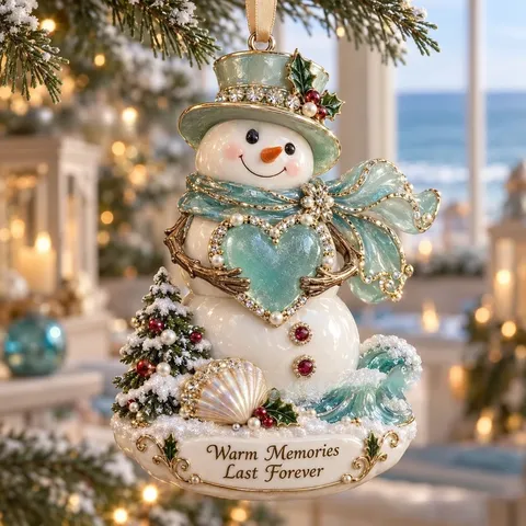 Küste Weihnachten Baumschmuck Ozean Thema Acryl Meer Muschel Perle Seestern Weihnachtsmann Schneemann Anhänger Dekor Für Festival Heim
