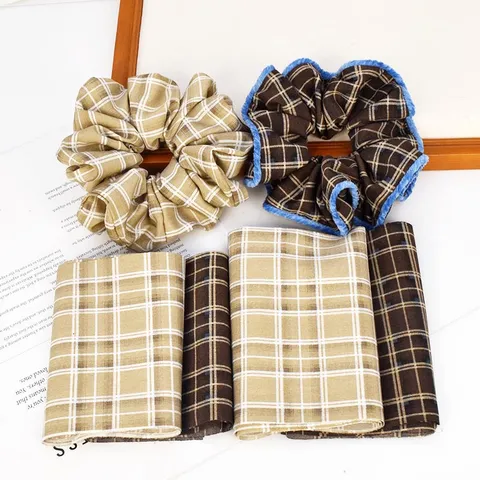 Retro Geruit Stoffen Band Voor DIY Haar Scrunchies Maken Katoenmix Geruite Lint Naaiaccessoires Vintage Stoffen Trim
