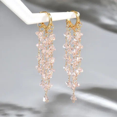 Orecchini a Nappina in Cristallo Scintillante Y2K per Donna Orecchini a Pendente Lungo Elegante Strass Gioielli da Festa