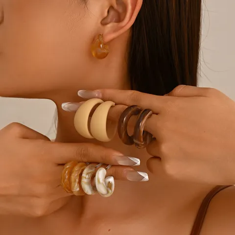 Orecchini a Cerchio a C Grossi Retrò Orecchini in Acetato di Cellulosa per Donna Gioielli Geometrici Minimalisti Perno in Acciaio Inossidabile