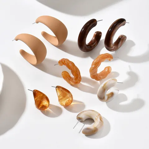 Orecchini a Cerchio a C Grossi Retrò Orecchini in Acetato di Cellulosa per Donna Gioielli Geometrici Minimalisti Perno in Acciaio Inossidabile