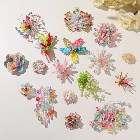 Handmade Glass Beaded Floral Shoe Charms For Clogs Decoration Dopamine Summer Oxygen Feel Sequin Flower Tassel Personalized Shoes Accessories