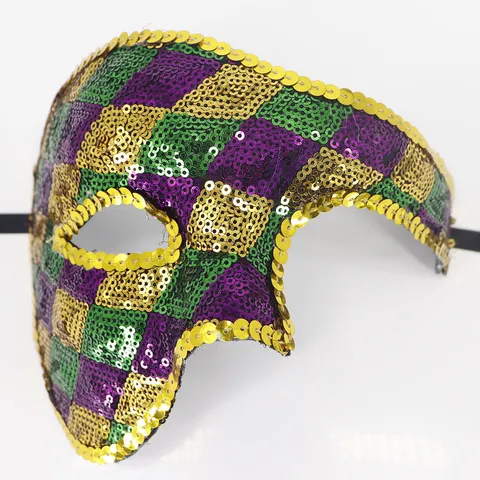 Venetian Sequin Masquerade Mask Half Face Phantom Style For Halloween Carnival Easter Party Ball Costume Accessory