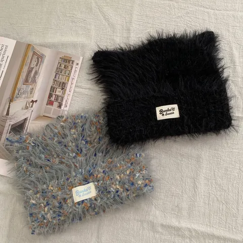 Weiche Plüsch Strickmütze Katzenohr Für Damen Kinder Winter Warm Ohrenschutz Beanie Kawaii Flauschige Strickmütze Herbst Winter Mode Kopfbedeckung