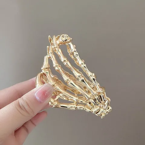 Pince à Cheveux Griffe de Squelette Halloween Métal Alliage Gothique Punk Main de Squelette pour Femme Fête Accessoires
