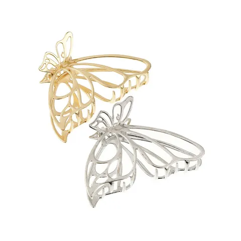 Pince à Cheveux Papillon en Métal à la Mode Élégante Pince Requin en Alliage Ajouré Or Argent Épingle à Cheveux pour Femme Accessoires Cheveux
