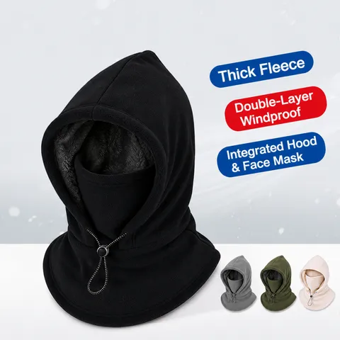 Unisex Winter One-Piece Polar Fleece Balaclava Mask Hat Thickened Warm Windproof Ski Hood For Outdoor Riding Men Women