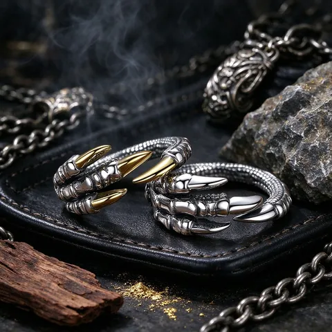 Retro Dragon Claw Ring Alloy Adjustable Punk Eagle Talon Finger Ring For Men Women Vintage Gothic Jewelry