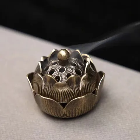 Mini Alloy Hollow Lotus Incense Burner Creative Home Aromatherapy Ornament Electroplated Relief Incense Holder Censer For Indoor Decoration