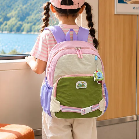 Sac à Dos Enfant Grande Capacité en Nylon Imperméable Bloc de Couleur Pour Maternelle Garçons Filles Sac d'École Décontracté Sports de Plein Air