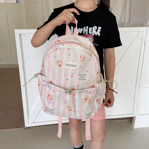 Sac à Dos Enfant Mignon Imprimé Dessin Animé Tissu Composite Cartable Respirant Grande Capacité Sac de Maternelle pour Garçons Filles