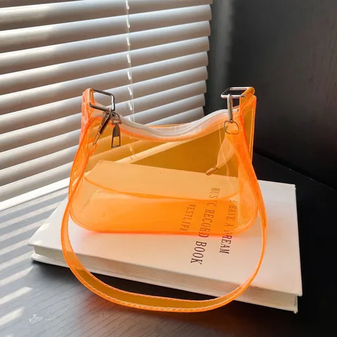 Borsa Sottobraccio in PVC Trasparente di Design di Nicchia per Donna Borsa a Tracolla Jelly alla Moda Semplice Borsa a Mano