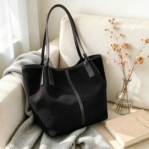 Borsa Tote Grande in Pelle PU Vintage per Donna Retrò Opaca Borsa a Spalla da Pendolare Minimalista Sottobraccio Borsetta Quotidiana