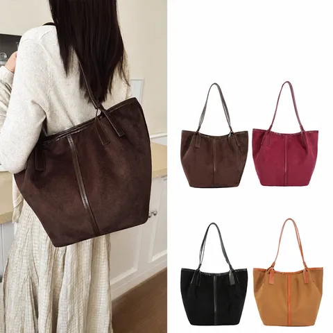 Borsa Tote Grande in Pelle PU Vintage per Donna Retrò Opaca Borsa a Spalla da Pendolare Minimalista Sottobraccio Borsetta Quotidiana