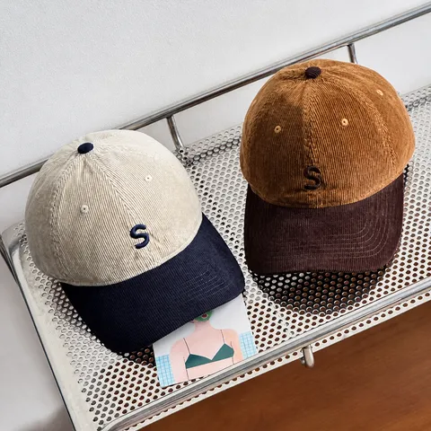 Vintage Cord Colorblock Baseballkappe Für Herren Damen Japanischer Workwear-Stil S Bestickt Verstellbare Baumwollmütze
