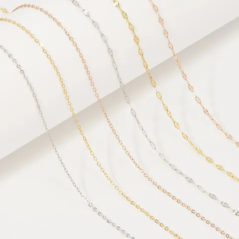 18K Gold Plated Stainless Steel Chain Necklaces Minimalist Cross Chain Lip Chain For DIY Jewelry Making Findings Women Men