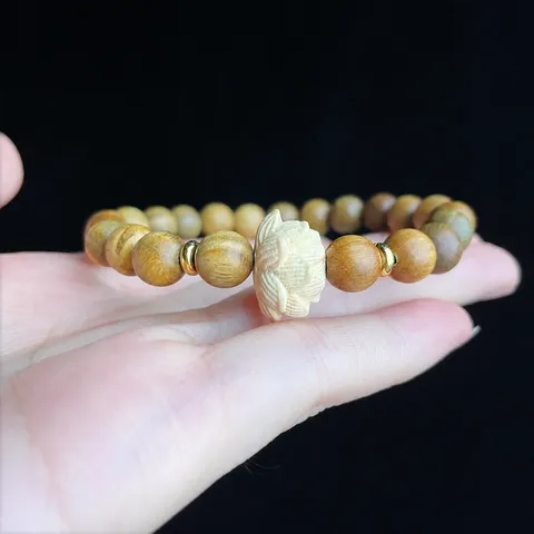 Grünes Sandelholz Lotus Perlenarmband Ethno Zen Stil Holz Buddha Perlen Handkette Für Unisex Schmuck Geschenk