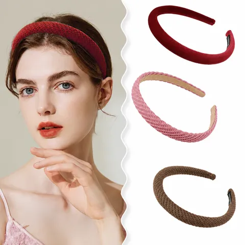 Diademas de Esponja Acolchadas de Felpa de Punto de Otoño Invierno Para Mujer Aros de Pelo de Tela de Moda Accesorios