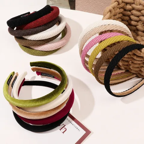 Diademas de Esponja Acolchadas de Felpa de Punto de Otoño Invierno Para Mujer Aros de Pelo de Tela de Moda Accesorios